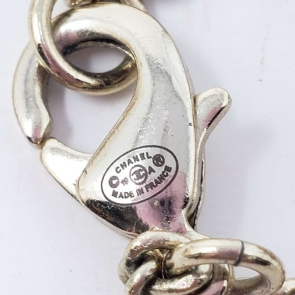 Auth Chanel CC Necklace with Pearl Silver Color - Picture 10 of 11